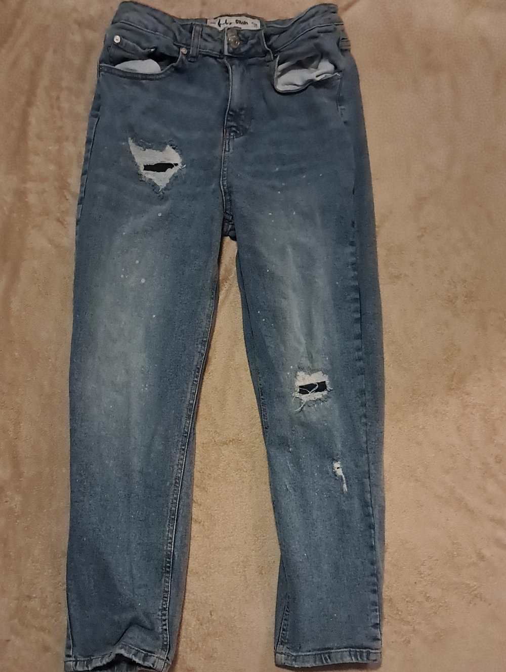Indigo Rein Women's Distressed Medium Blue Boyfriend Jeans